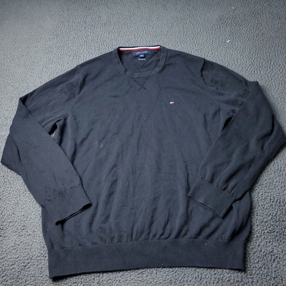Tommy Hilfiger Cotton Sweater Pullover Mens Size XL Black - Picture 1 of 6